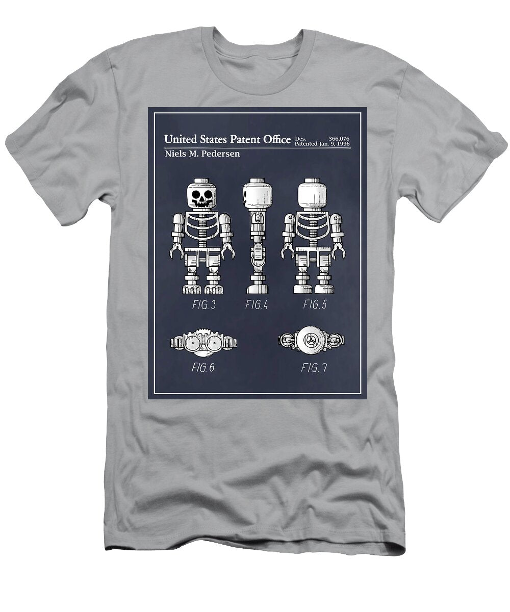 1996 Lego Toy Skeleton Figure Blackboard Colorized Patent Print Greg Edwards T-Shirt