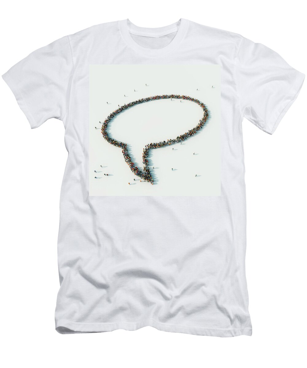 2 Aerial View of Crowd of People Arranged Ikon Ikon Images T-Shirt