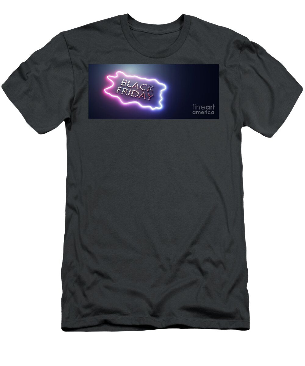 2 Black Friday Neon Sign Made of Glamour Diamonds Michal Bednarek T-Shirt