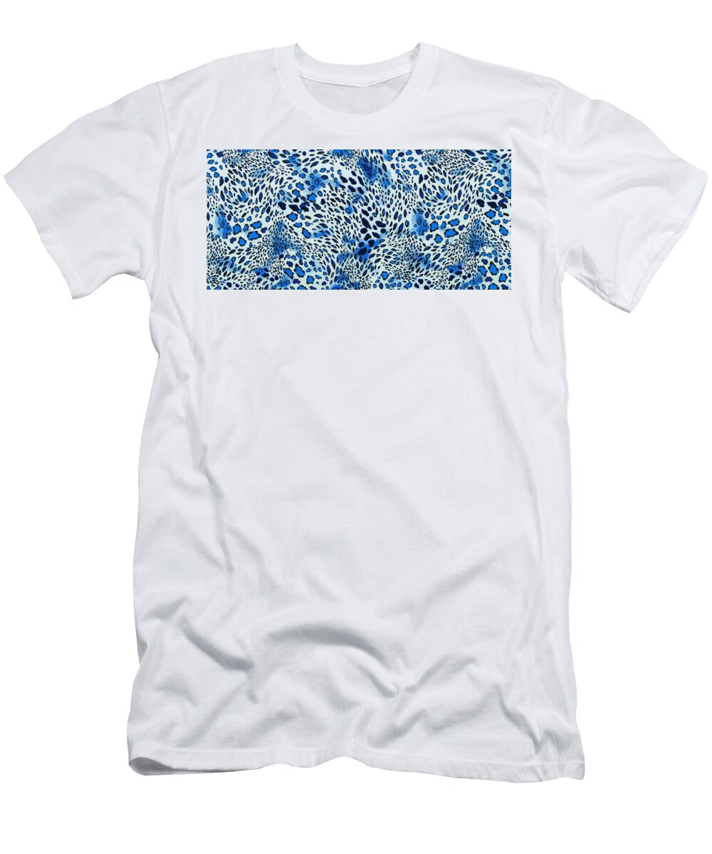 2 Blue Watercolor Leopard Print Pattern Julien T-Shirt