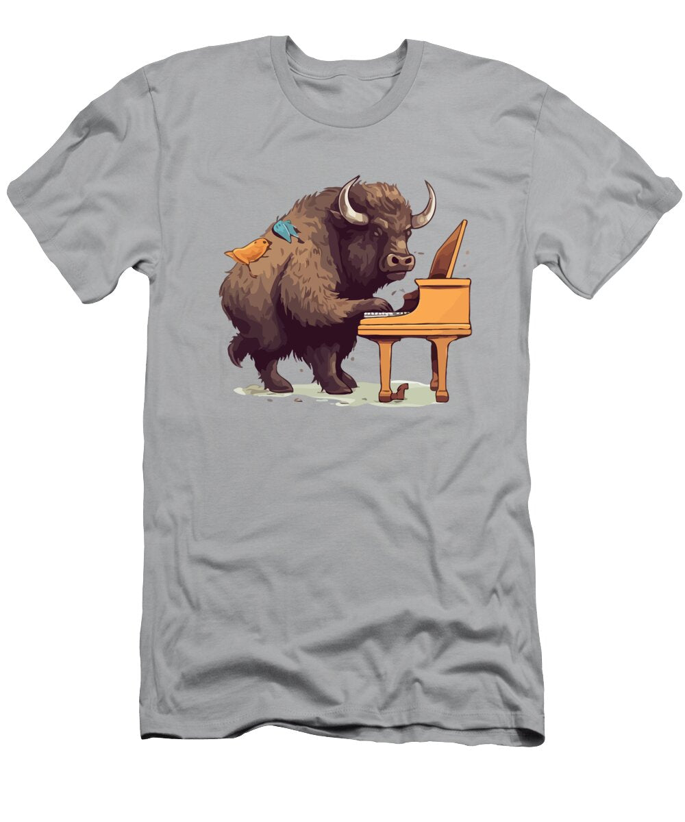 2 Buffalo Playing Piano Amir Faysal T-Shirt