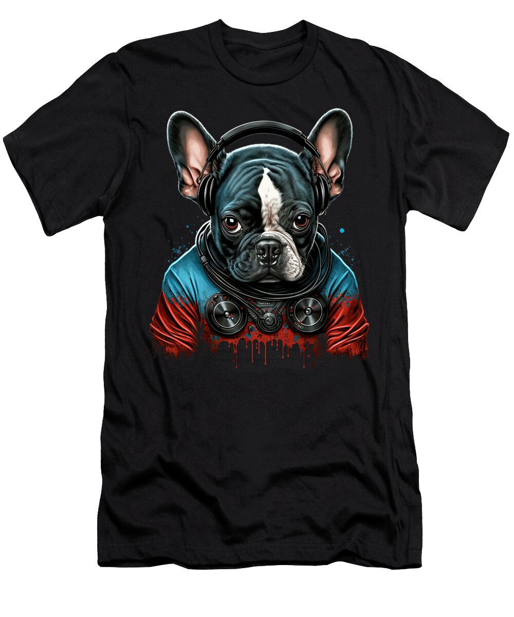 2 Funny French Bulldog Frenchie DJ Electronic Edm Sophie Eleanor T-Shirt