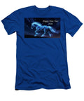 2 Glowing Neon Blue Polygonal Horse Running Through Stars Happy New Year 2026 Digital Illustration Talha Khan T-Shirt