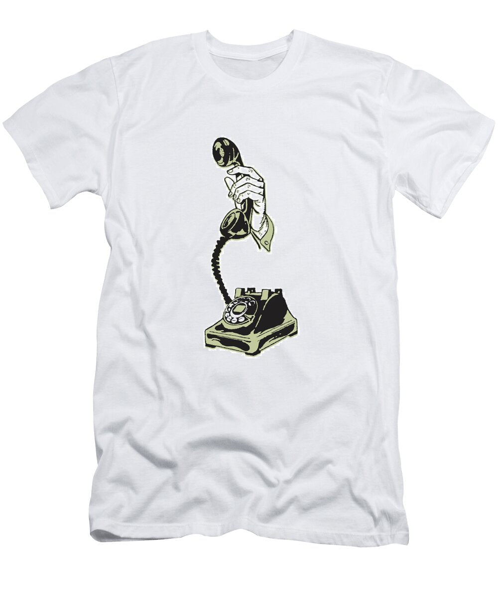 2 Hand Holding Up Handset of Rotary Telephone Csa Images T-Shirt