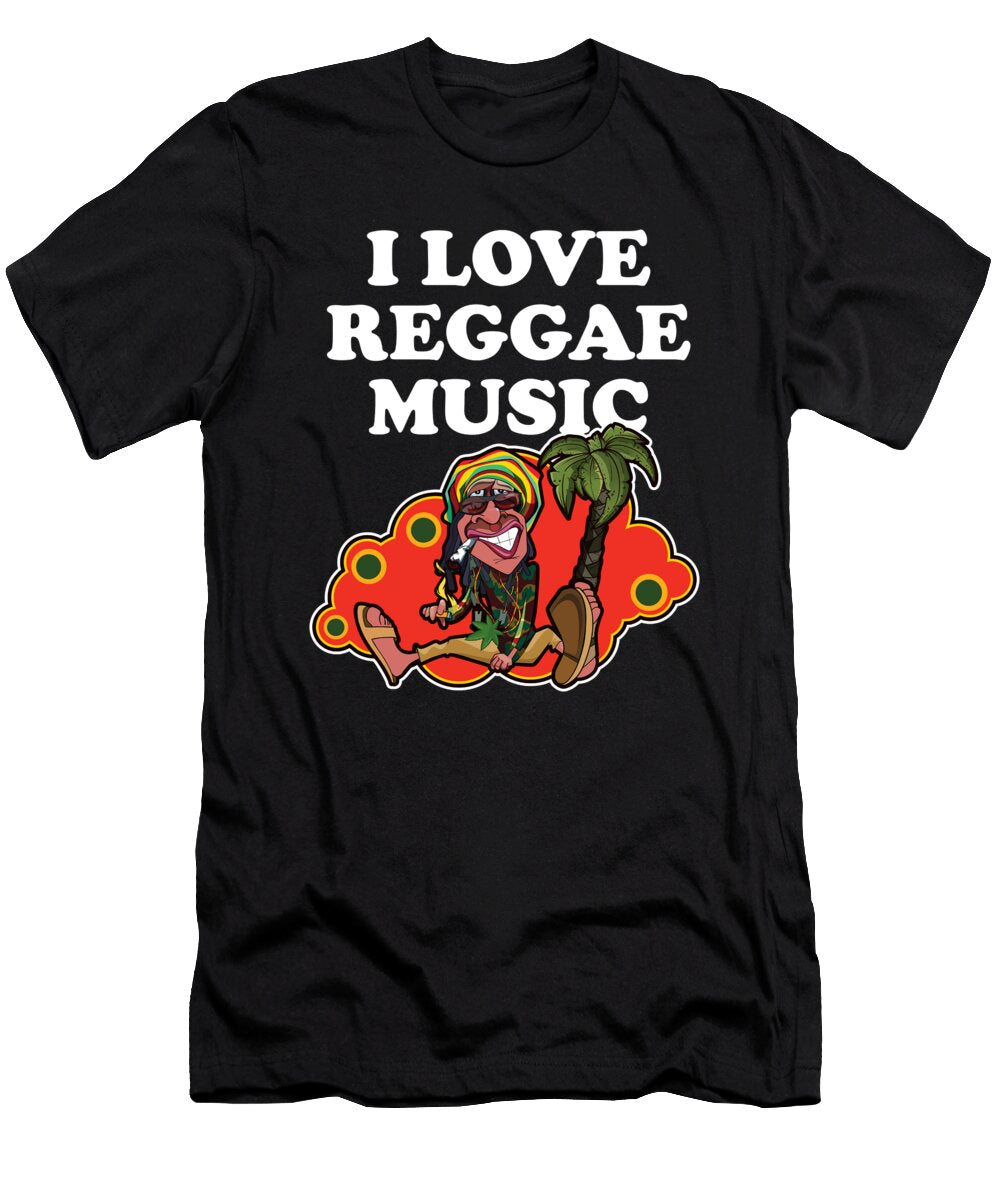 2 I Love Reggae Music Jamaican Rasta Stoner Roots and Spliff Culture Martin Hicks T-Shirt