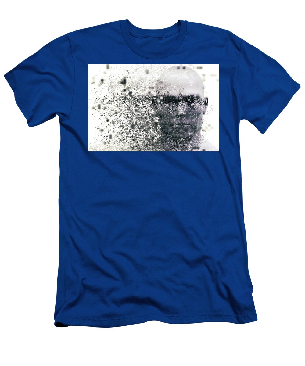 2 Man Face with Pixel Dispersion Effect Concept of Technology Modern Science But Also Disintegration Michal Bednarek T-Shirt