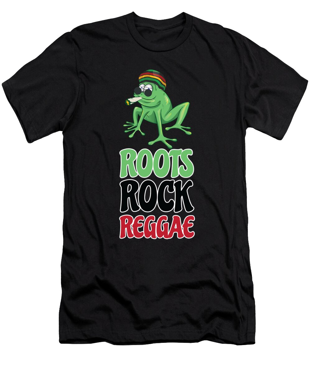 2 Roots Rock Reggae Jamaican Rasta Stoner Roots and Spliff Culture Martin Hicks T-Shirt