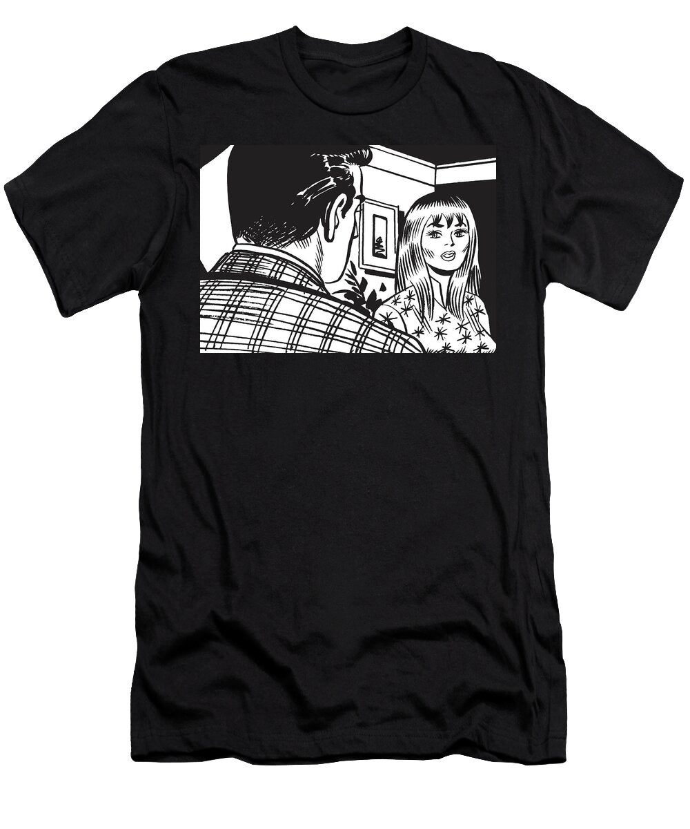 2 Woman Looking Over Mans Shoulder Csa Images T-Shirt