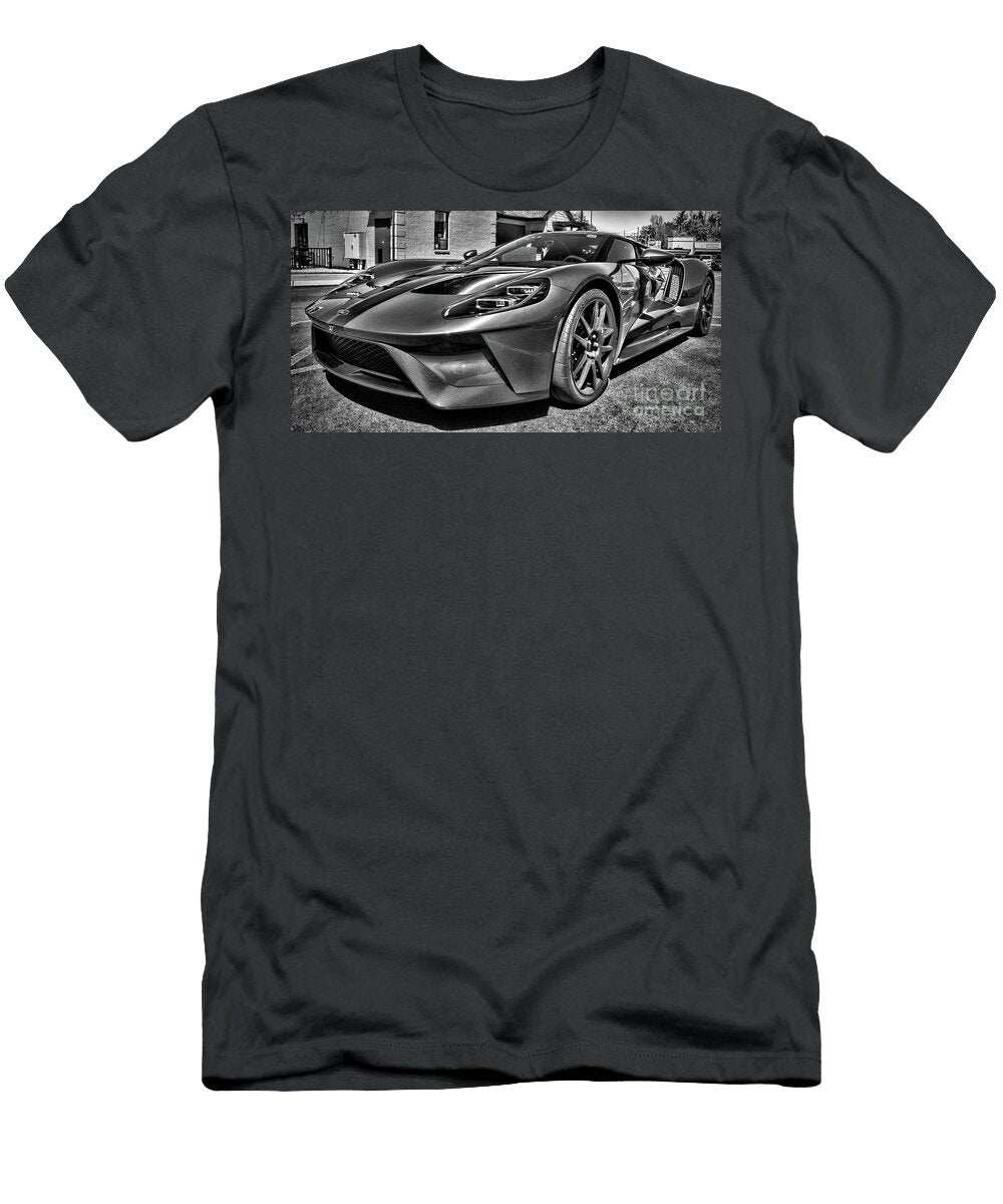 2022 Ford Gt Supercar Drivers Profile Black and White Paul Ward T-Shirt