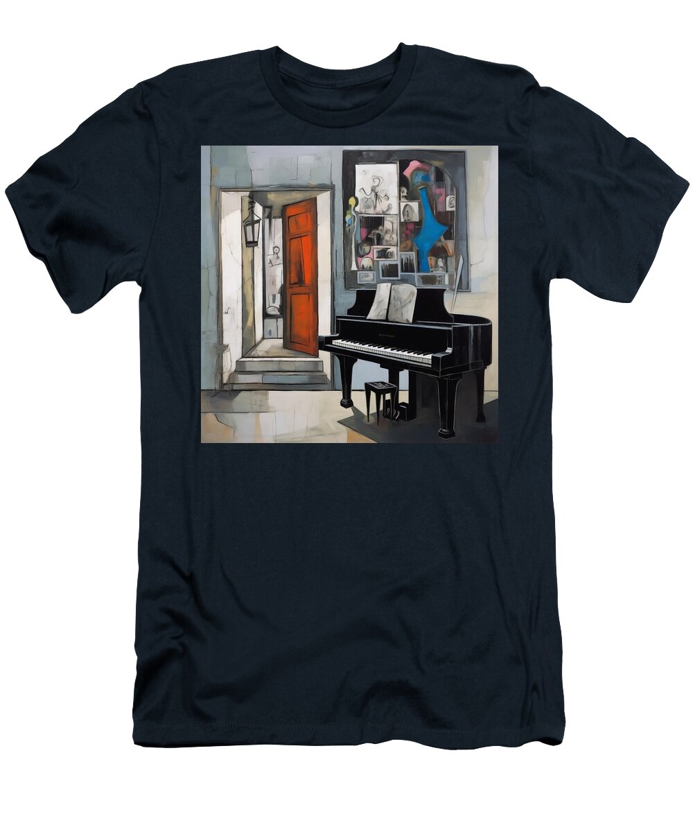 3 Ais Chromatic Sonata Abstract Piano Vibrations in Bold Street Art Hues Olfactoart Studio T-Shirt