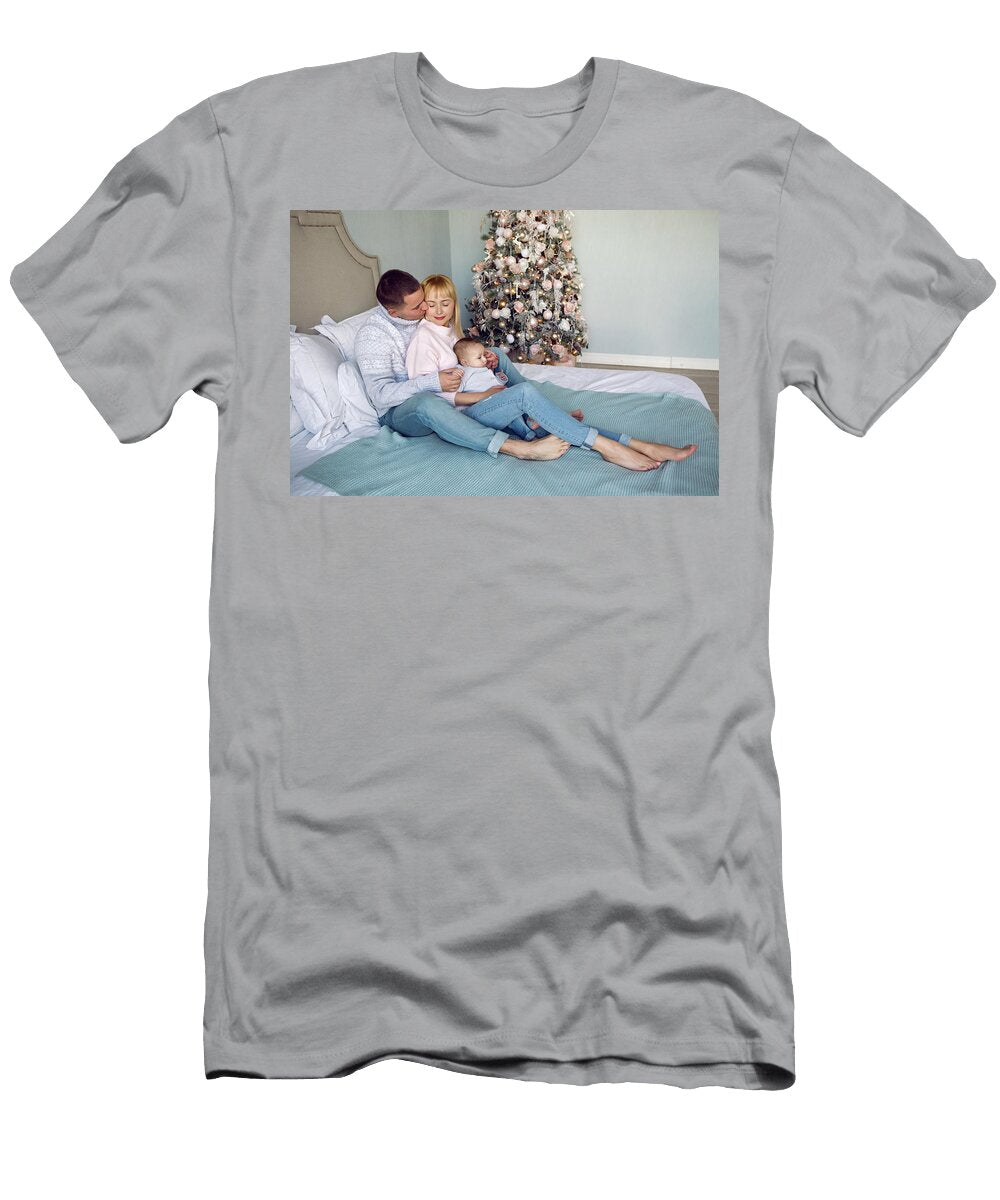 3 Family with Son Sitting on the Bed Elena Saulich T-Shirt