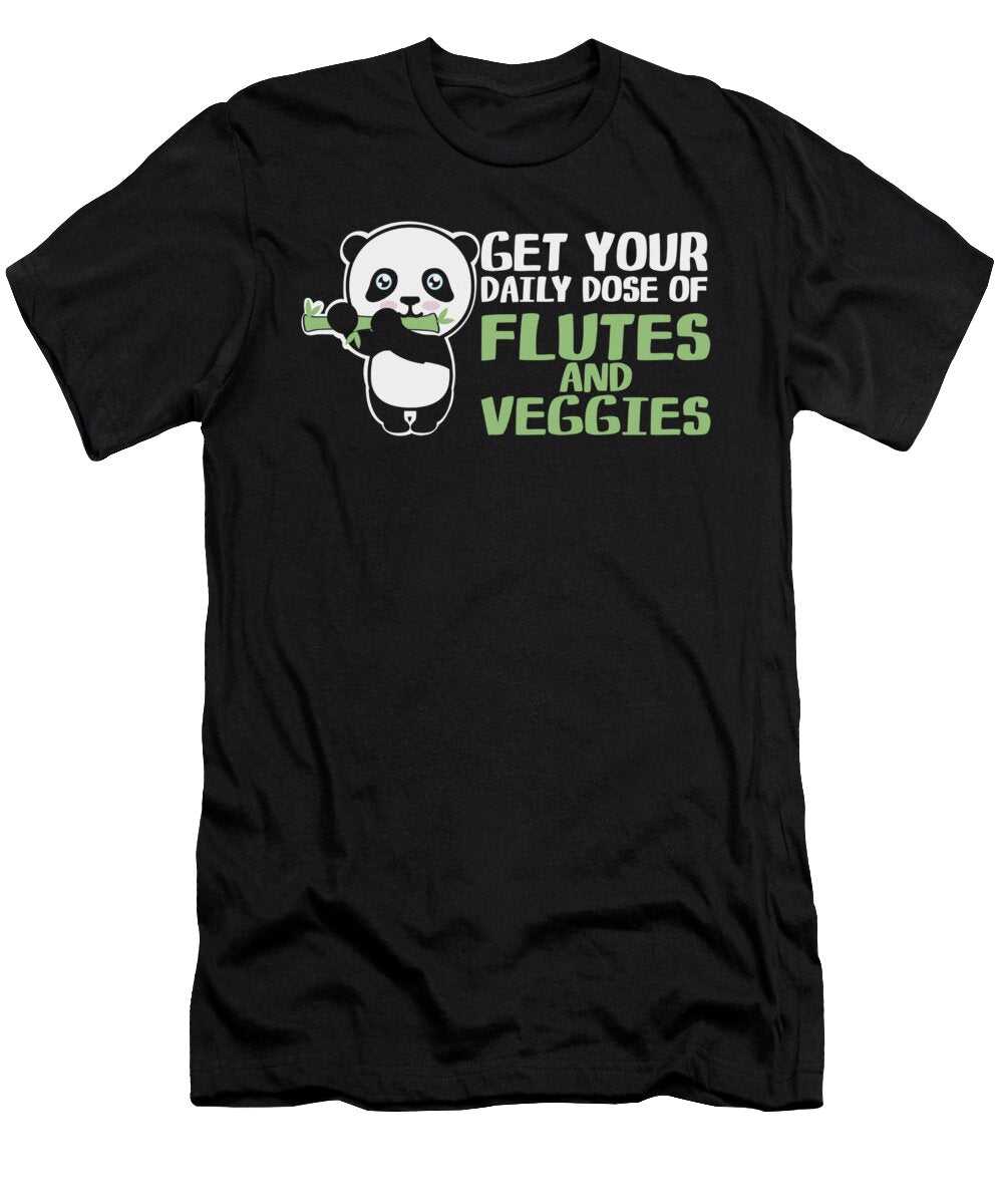 3 Flutist Vegetables Cute Panda Vegan Bamboo Flute Toms Store T-Shirt