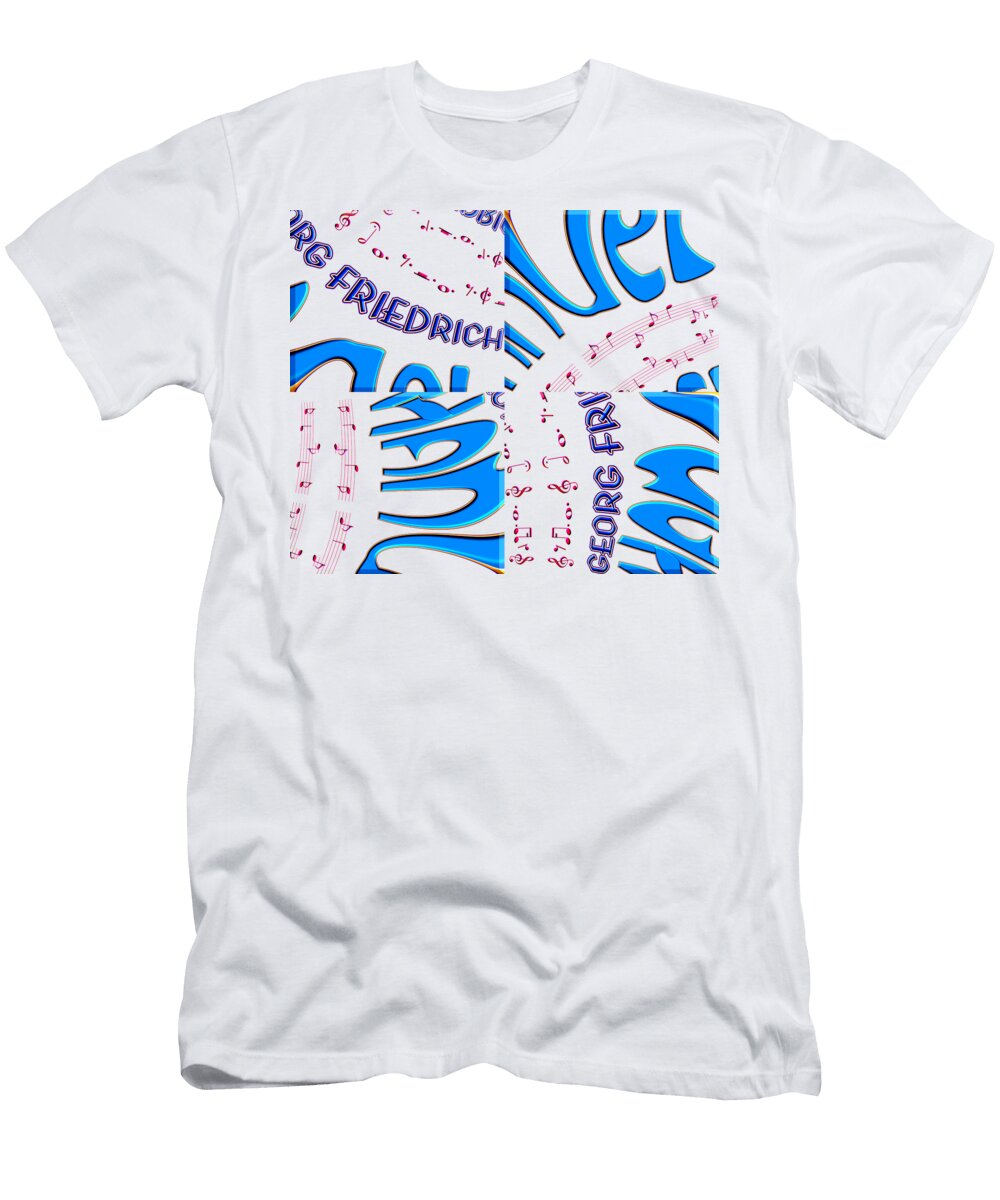 3 Funny Georg Friedrich Handel Blue Pink Music Notes Patchwork Calligraphy Limited Edition Frantz Cialec T-Shirt