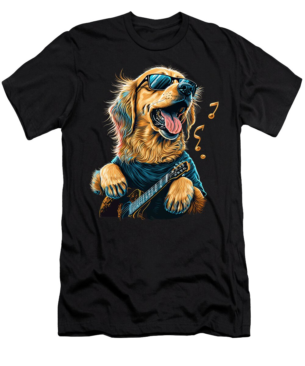 3 Funny Golden Retriever Rock Roll Music Guitar Sophie Eleanor T-Shirt