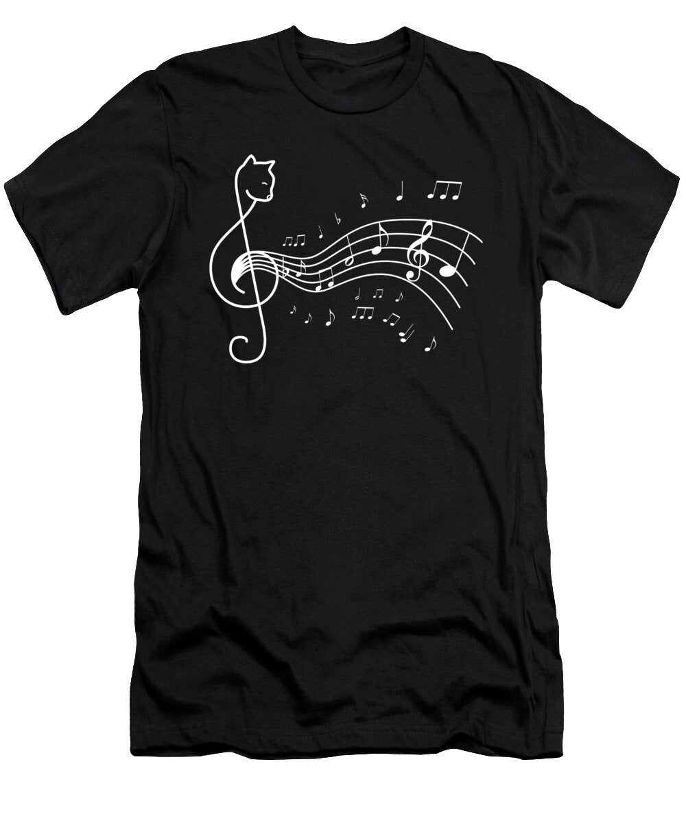 3 Love Music Cat Playing on Musical Notes Musician Shirtom T-Shirt