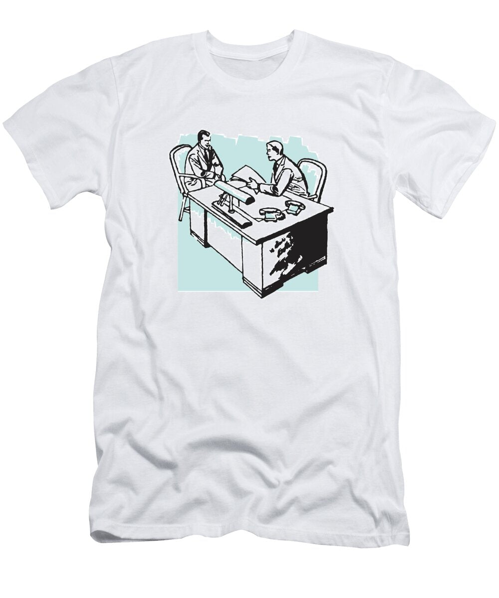 3 Two Men Talking At Office Desk Csa Images T-Shirt