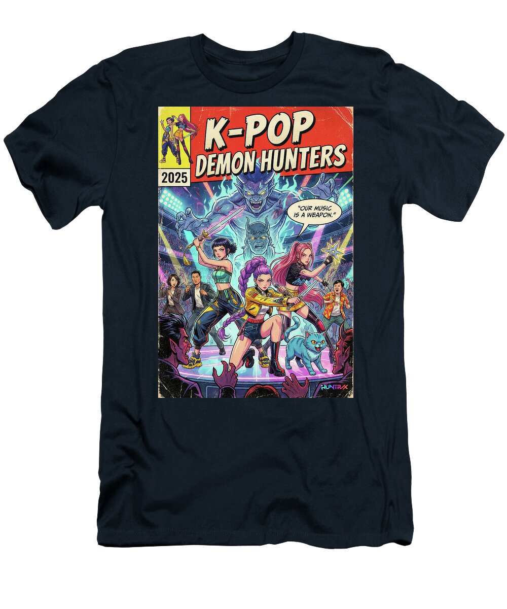 4 K Pop Demon Hunters Comic Cover Minimal Movie Poster Retro Film Poster Vintage 2025 Sampadart Gallery T-Shirt