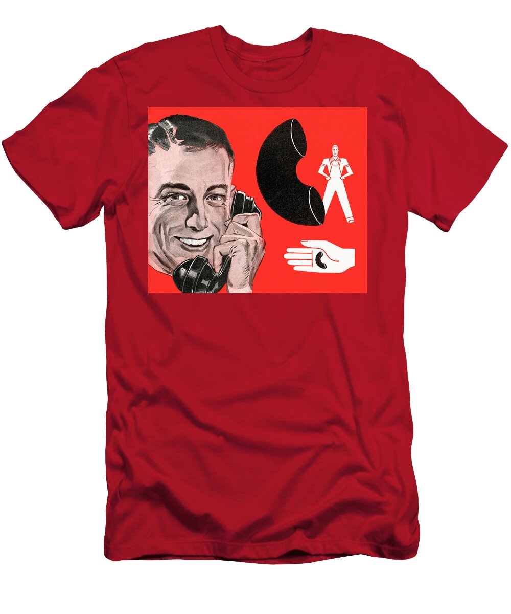 4 Man on Phone Csa Images T-Shirt