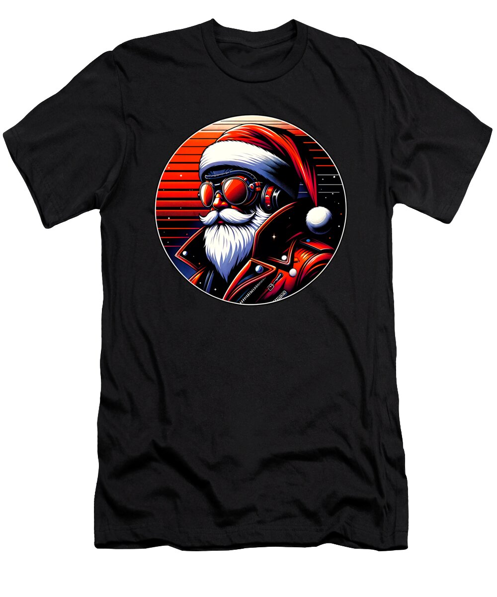 4 Modern Santa Claus Cyber Punk Design Funny Gift for Xmas Lovers Art Frikiland T-Shirt
