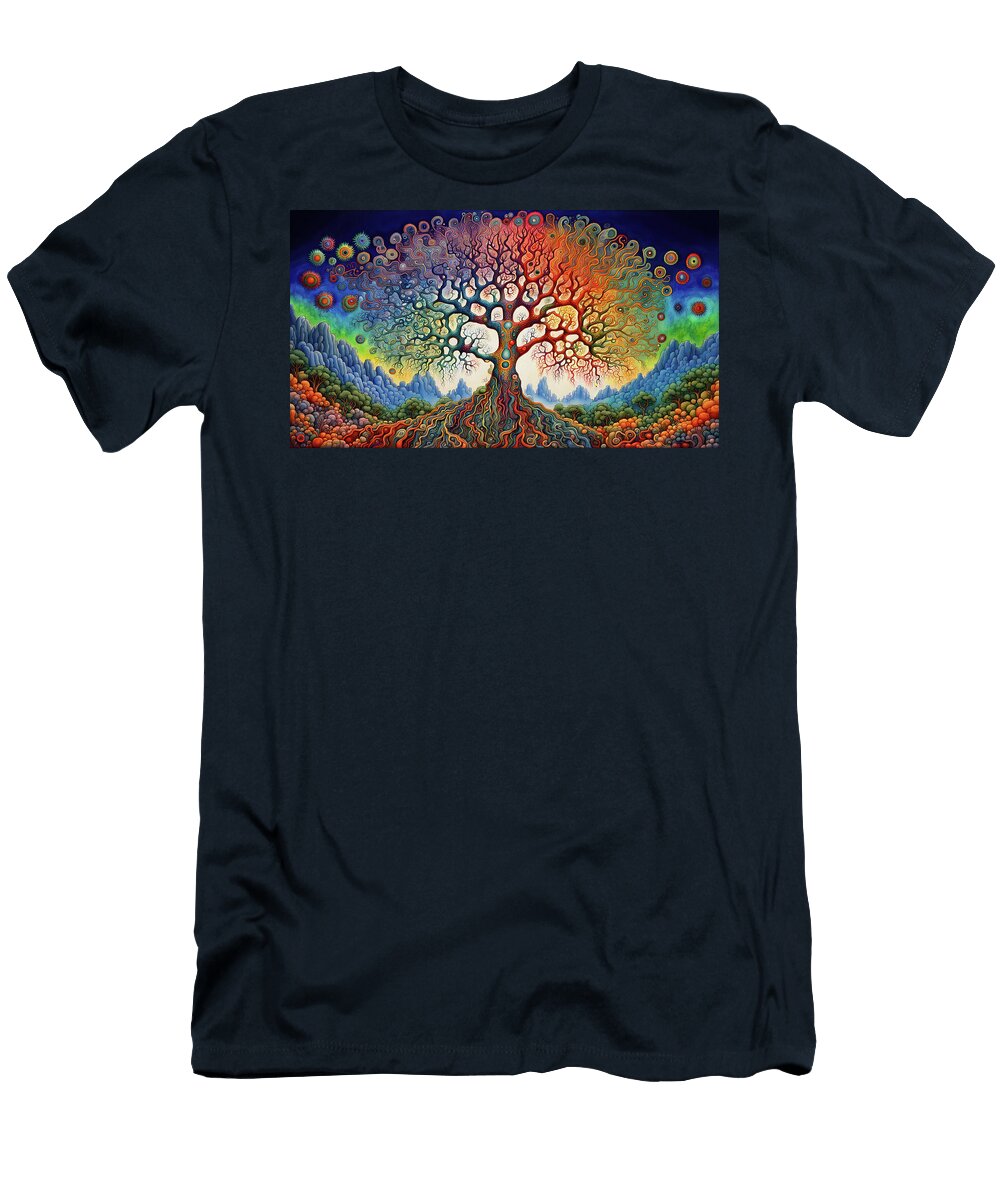 5 Tree of Life in Colorful Trippy Vibrant Abstract Style Stellart Studio T-Shirt