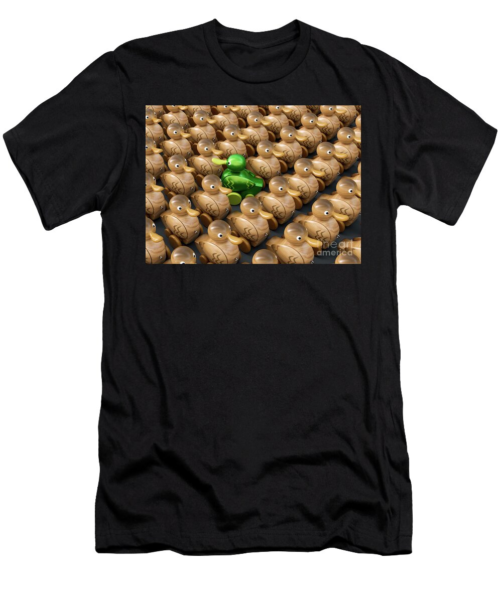 5 Wooden Duck Against the Flow Allan Swart T-Shirt