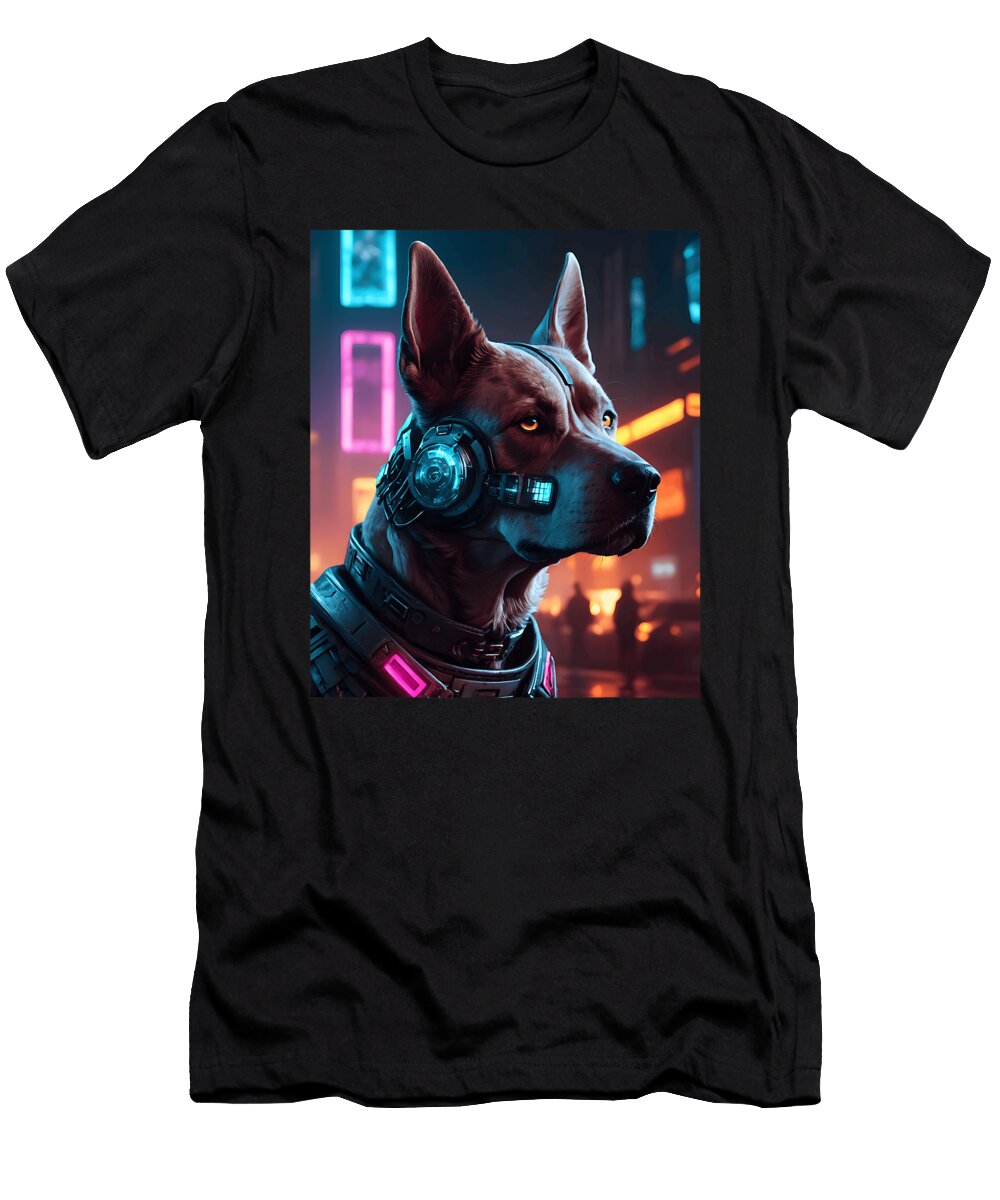 6 Cyberpunk Dog Aesthetic Futuristic Graphic Print Zyneu Gangd T-Shirt