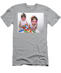 7 Female Asian Identical Twins Sitting on Chair with White Backgro Bill Roque T-Shirt