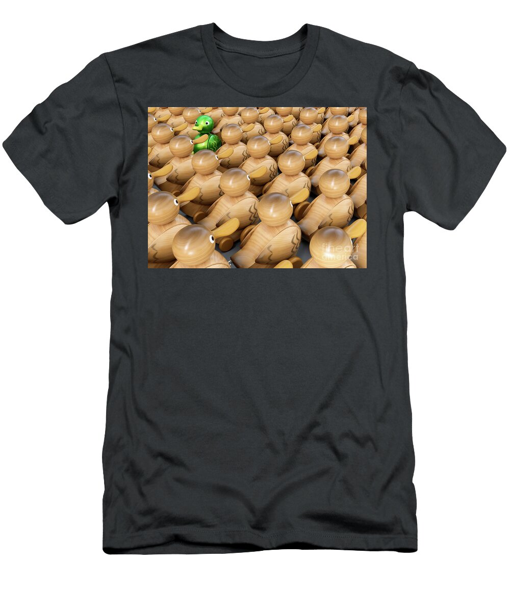 8 Wooden Duck Against the Flow Allan Swart T-Shirt