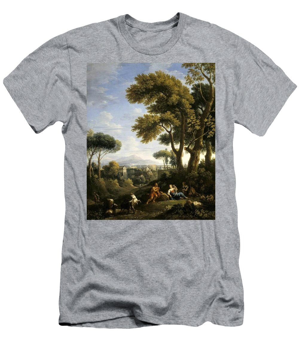 A Classical Landscape with a Traveller and Two Women Conversing and Three Goats Gambolling Jan Frans Van Bloemen T-Shirt