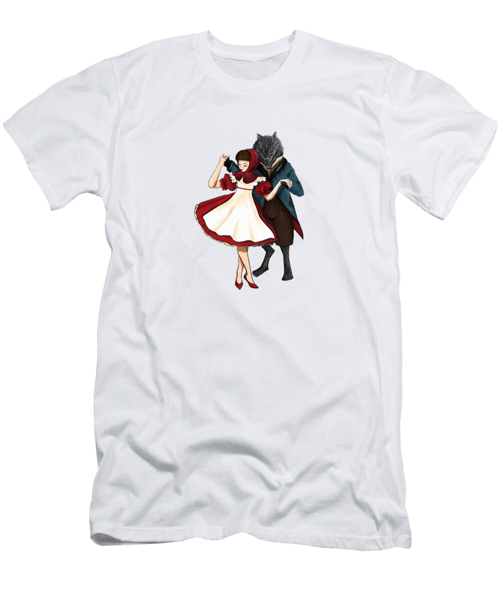 A Dangerous Dance Red Hood and the Wolf Art Print Little Bunny Sunshine T-Shirt