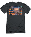 A Futuristic Cityscape Showcases Towering Skyscrapers and Bustling Pedestrian Bridges Mango Art T-Shirt