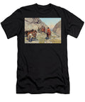 A Group of People Is Depicted in a Rocky Mountainous Landscape Conversing with Each Other Some Are Motionage Designs T-Shirt