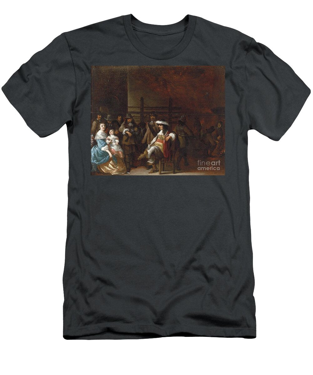 A Guardroom Interior with a Cavalier Conversing with a Mother and Child Anthonie Palamedesz T-Shirt