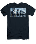A Line of Futuristic Robots Stands in Orderly Formation Mango Art T-Shirt