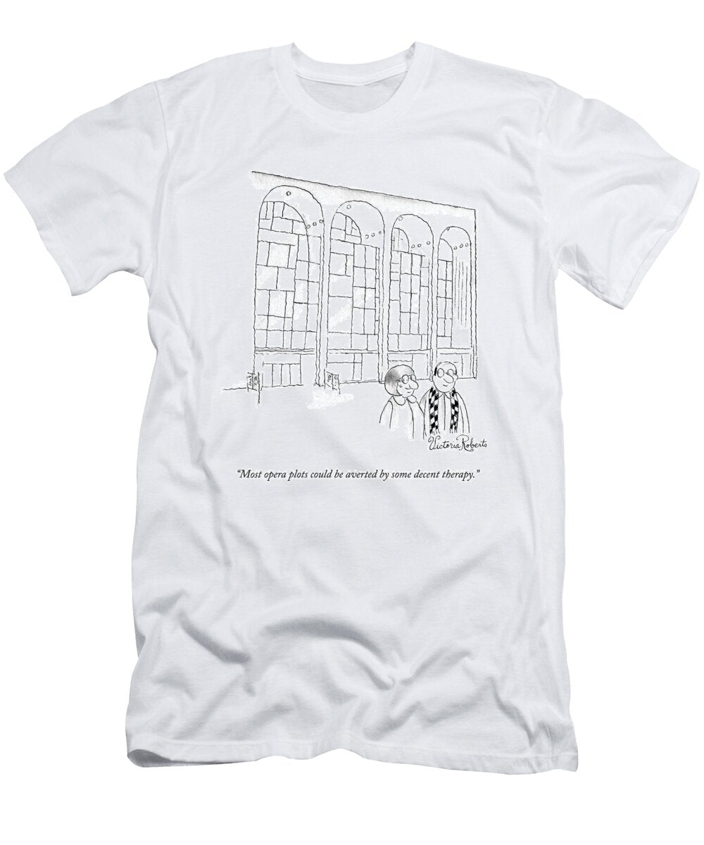 A Man in Glasses Talks to a Woman in Glasses Victoria Roberts T-Shirt