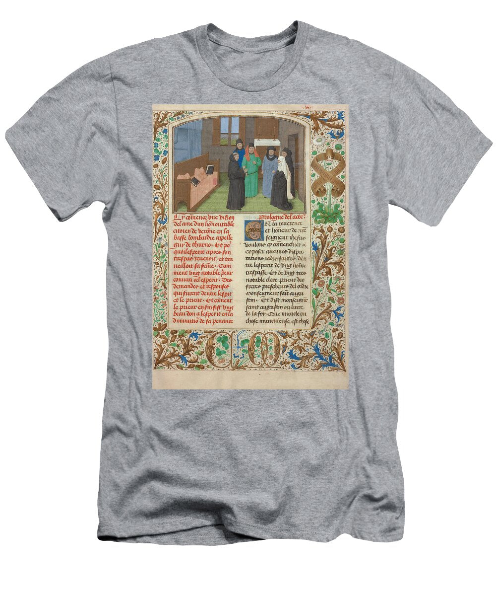 A Monk and Guy S Widow Conversing with the Soul of Guy De Thurno Simon Marmion T-Shirt