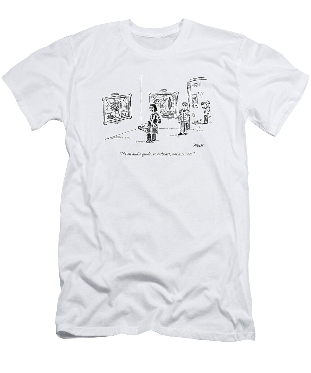 A Mother and Child Stand in Front of Paintings David Sipress T-Shirt