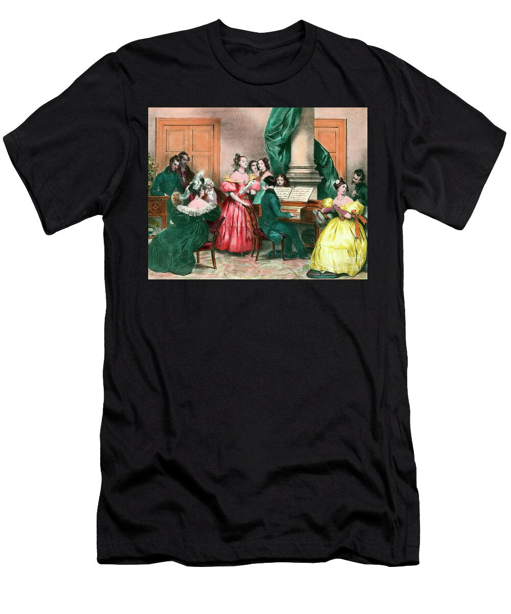 A Musical Afternoon in Family 19th Century Engraving Achille Deveria T-Shirt