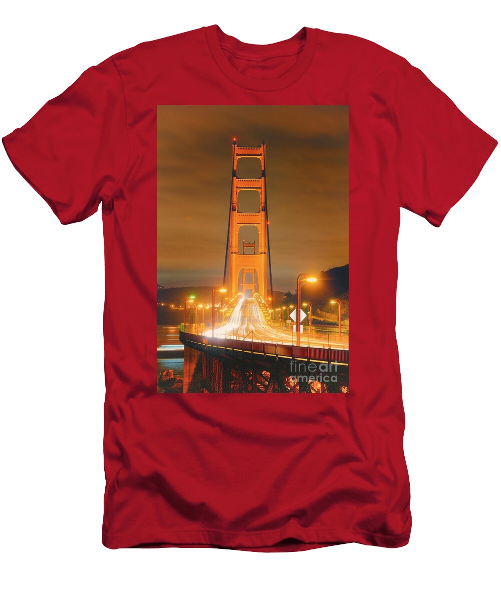 A Night View of the Golden Gate Bridge From Vista Point in Marin County Sausalito California Silvio Ligutti T-Shirt