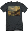 A Rocky Wooded Landscape with Travellers Conversing By a Waterfall Hubert Robert T-Shirt