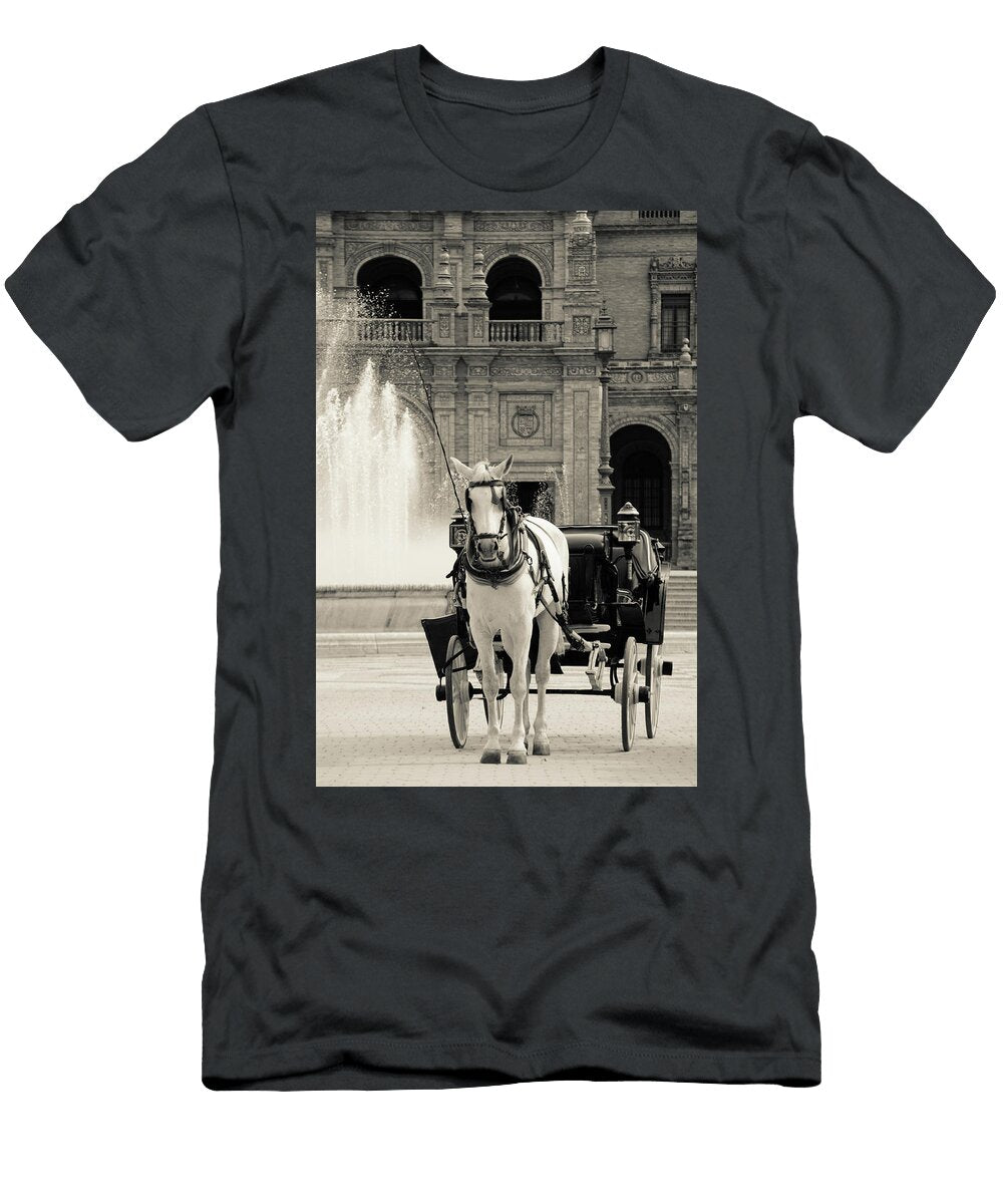 A View in Black and White of Plaza De Espana Andrea Mazzocchetti T-Shirt