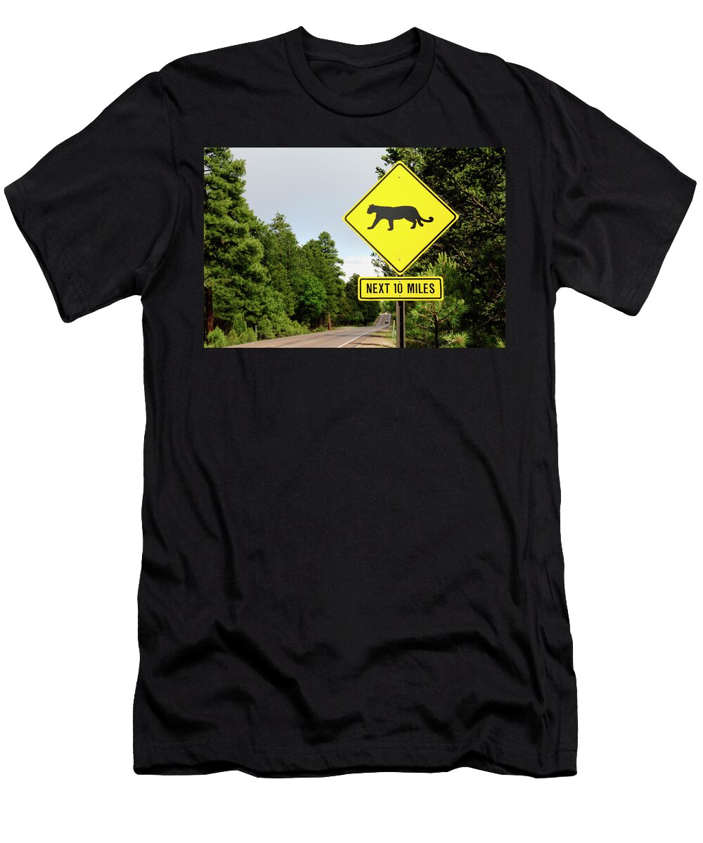 A Wildlife Crossing Hazard Road Sign Warning People About Enrique Lopez Tapia Natureplcom T-Shirt