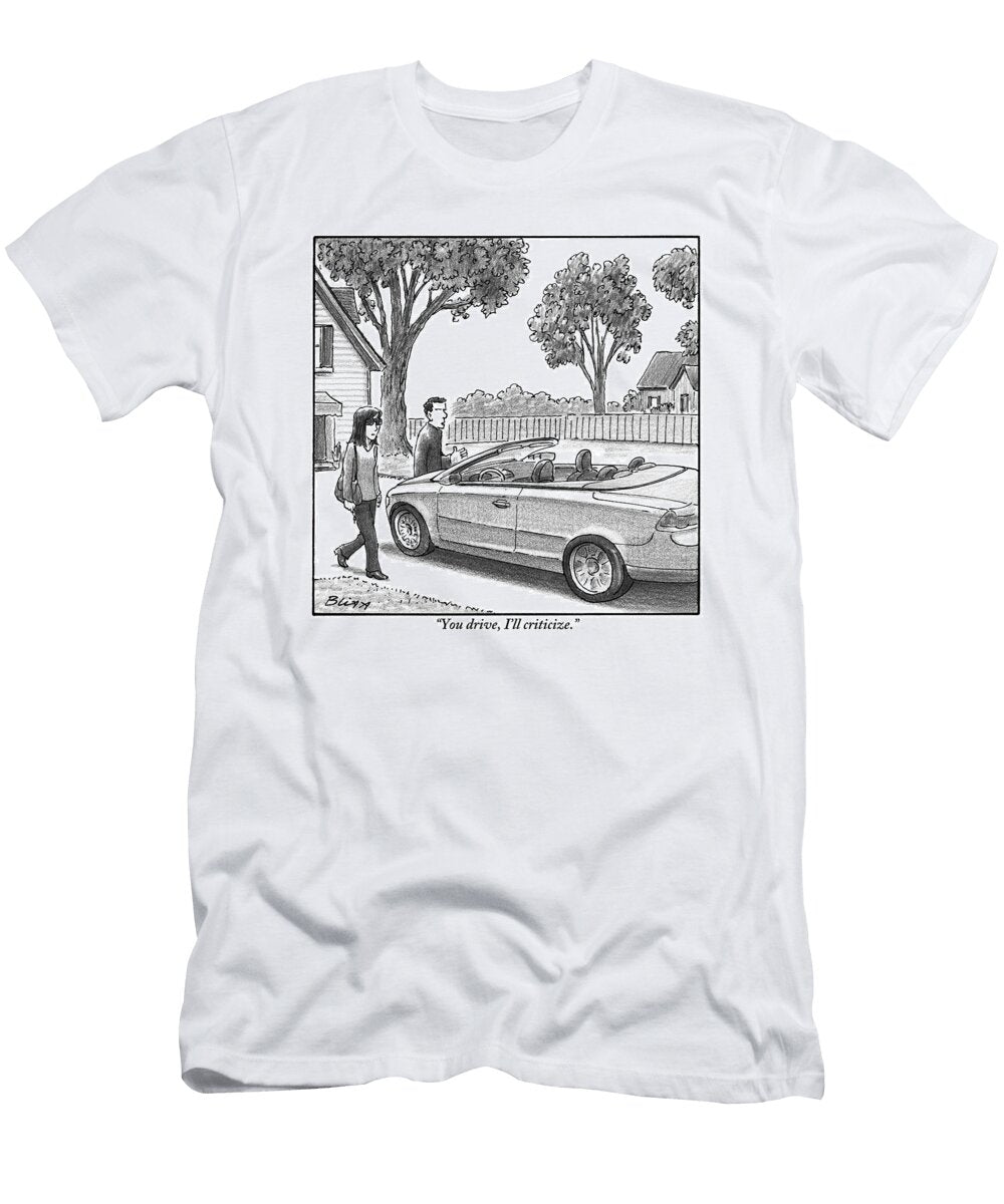A Woman and Man Are Walking From Their House Harry Bliss T-Shirt