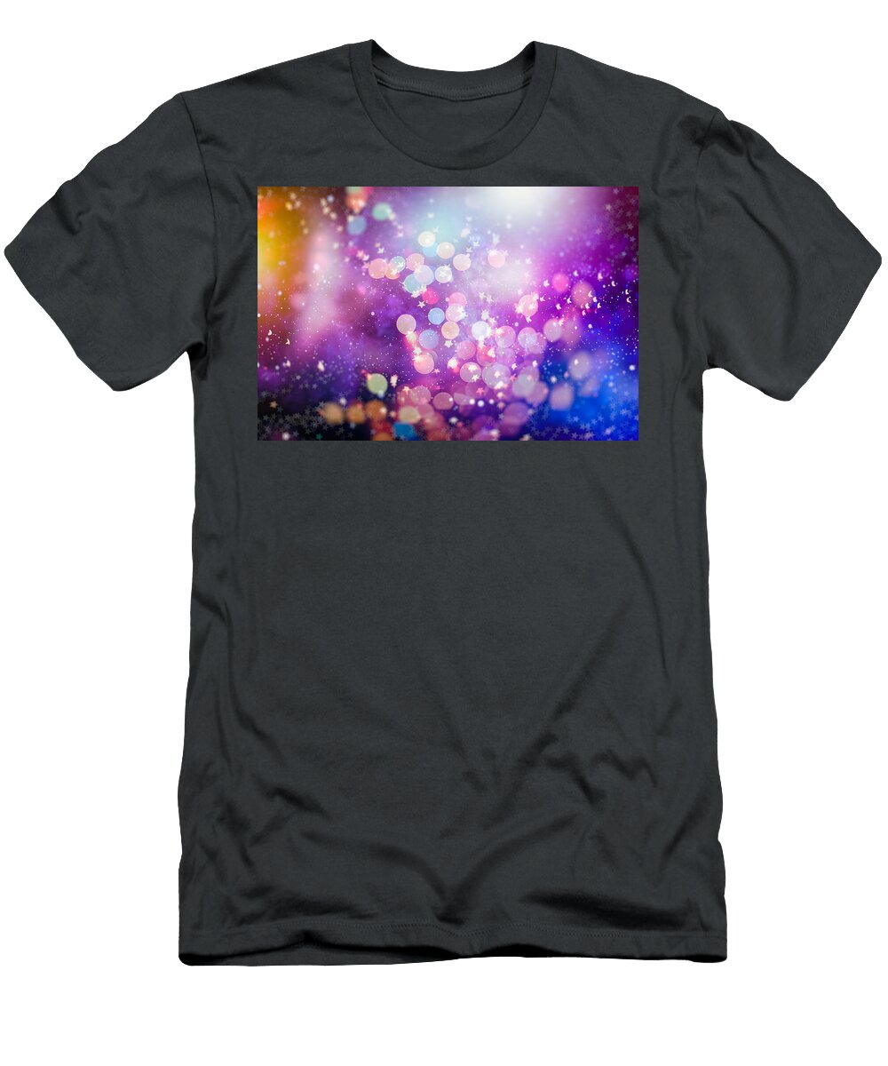 Abstract Blurred of Blue and Silver Glittering Shine Bulbs Lights Julien T-Shirt