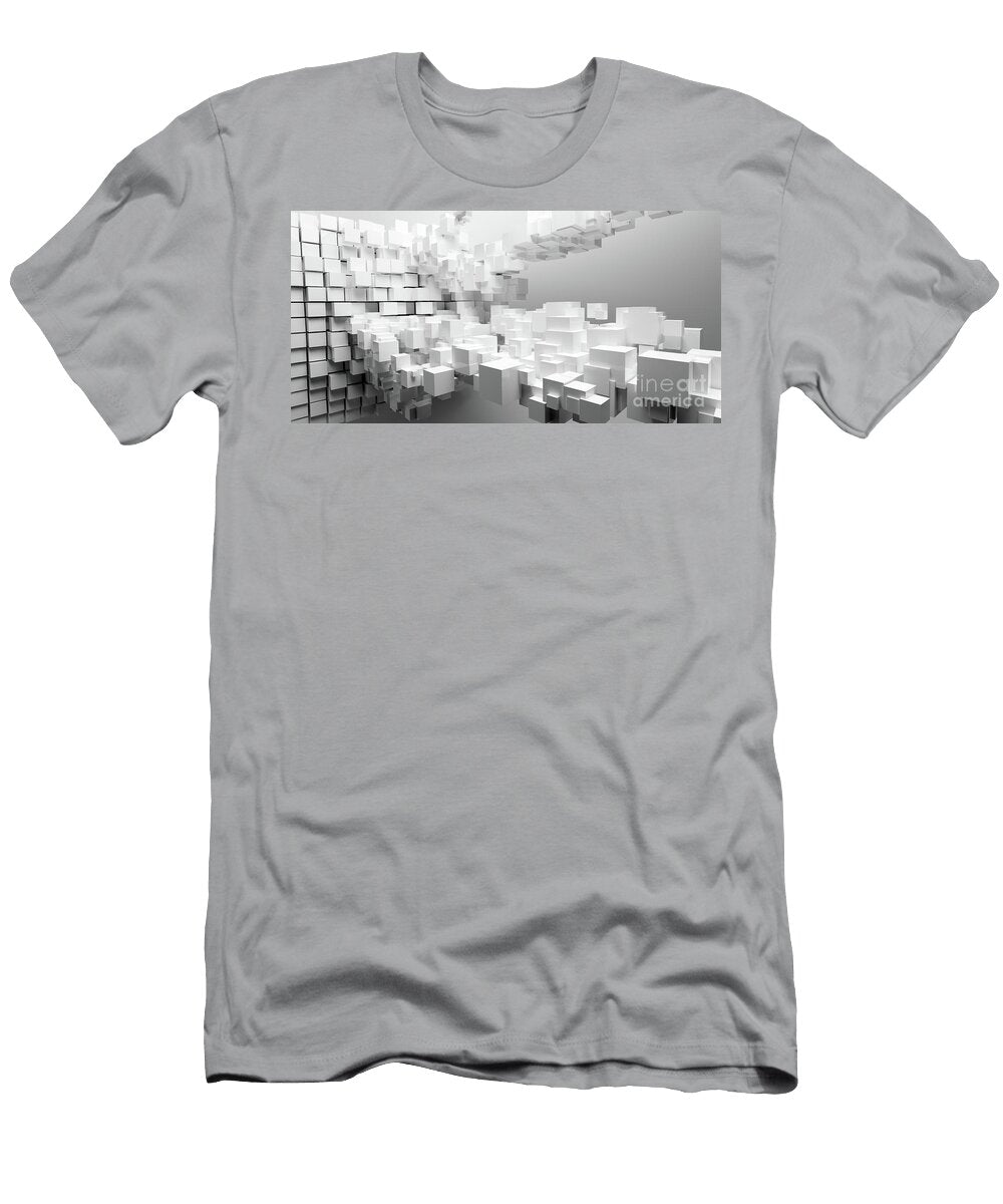 Abstract Cubes Flow in Bright White Background Michal Bednarek T-Shirt