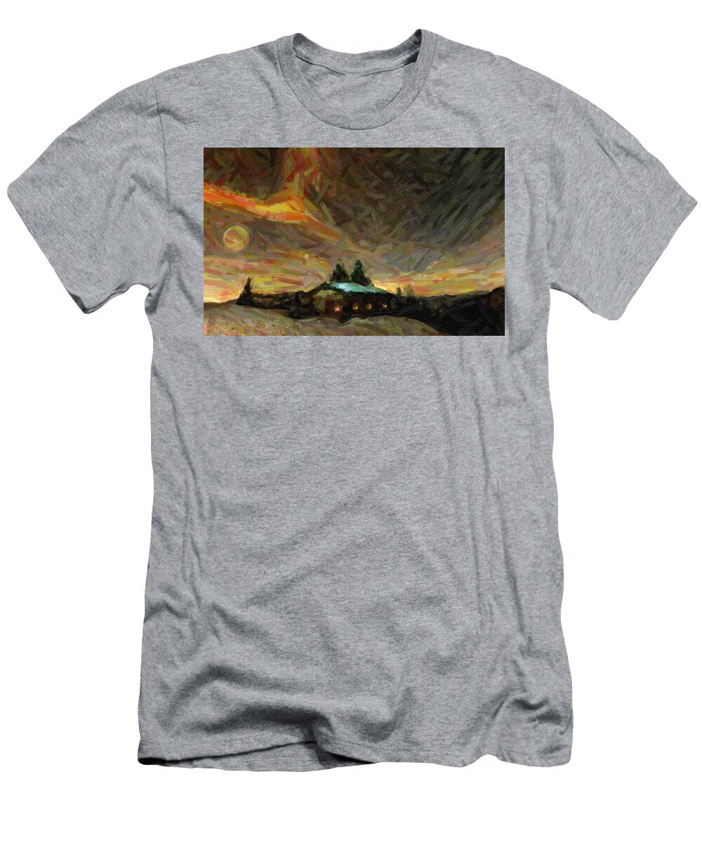 Abstract Nordic Winter Scene Celestial Images T-Shirt