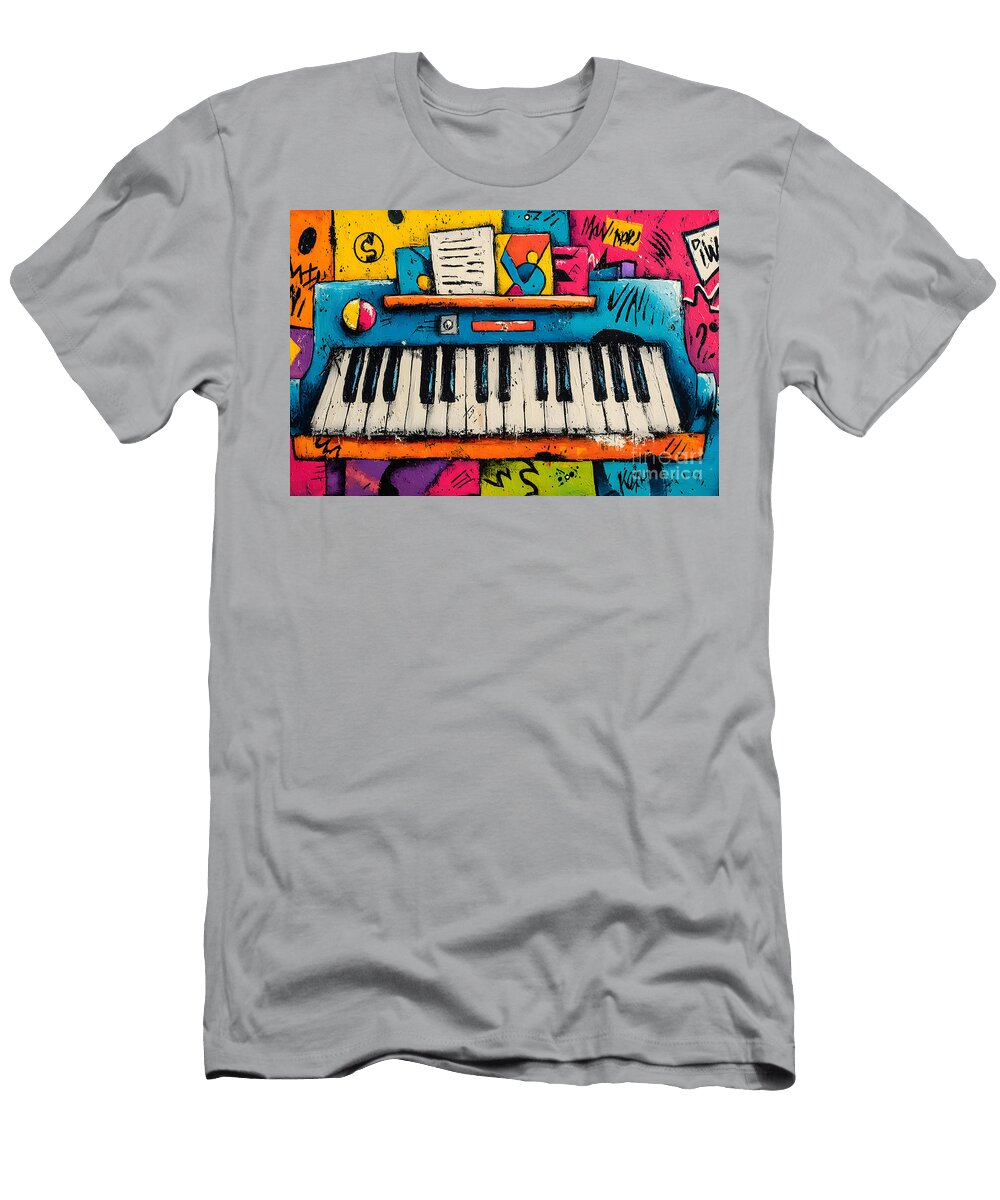 Abstract Piano Harmony a Vibrant Celebration of Music Color and Expressive Energy Olfactoart Studio T-Shirt