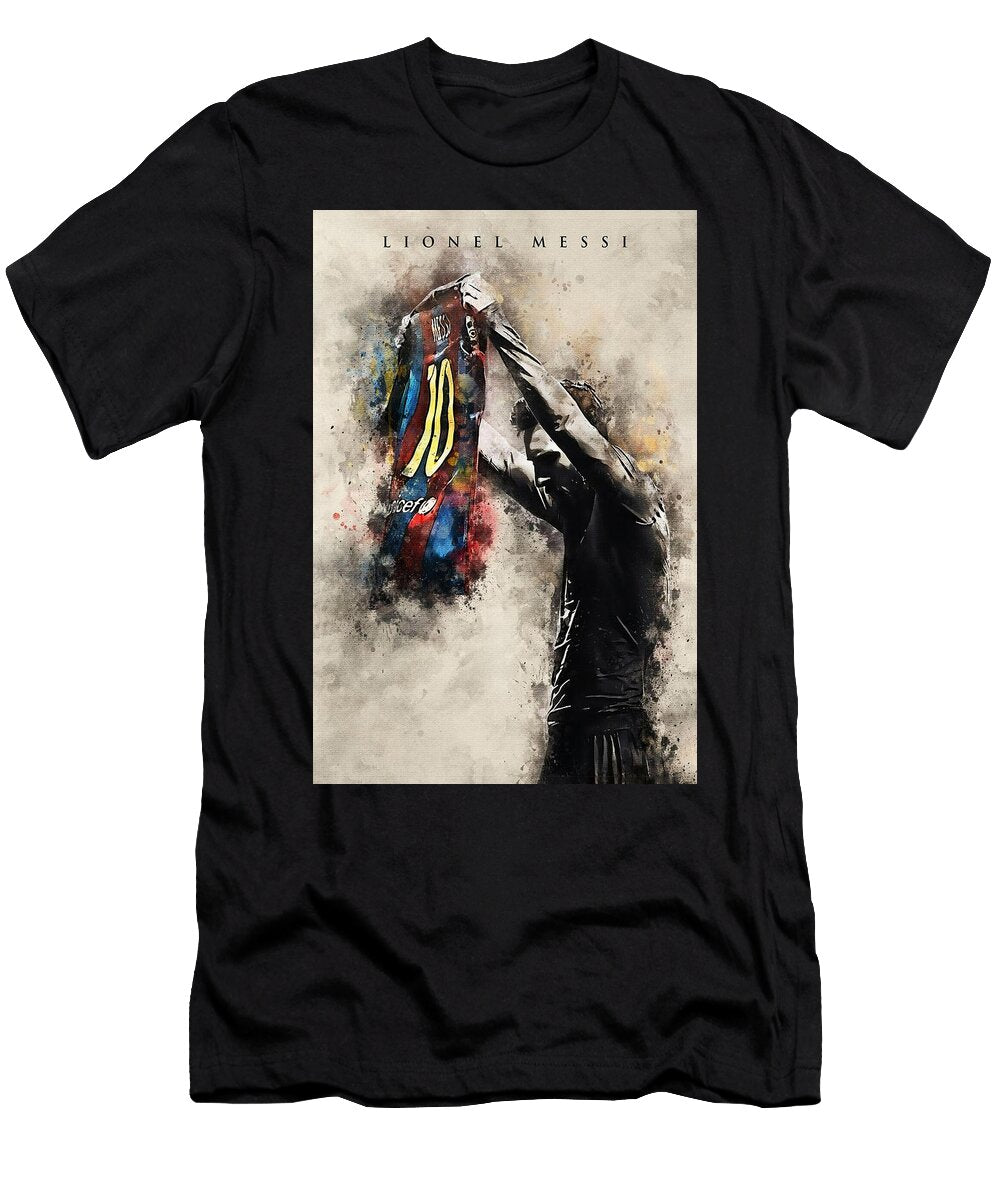 Abstract Soccer Tribute Poster with Number Ten Jersey and Emotional Victory Moment Art Cesar Dennis T-Shirt