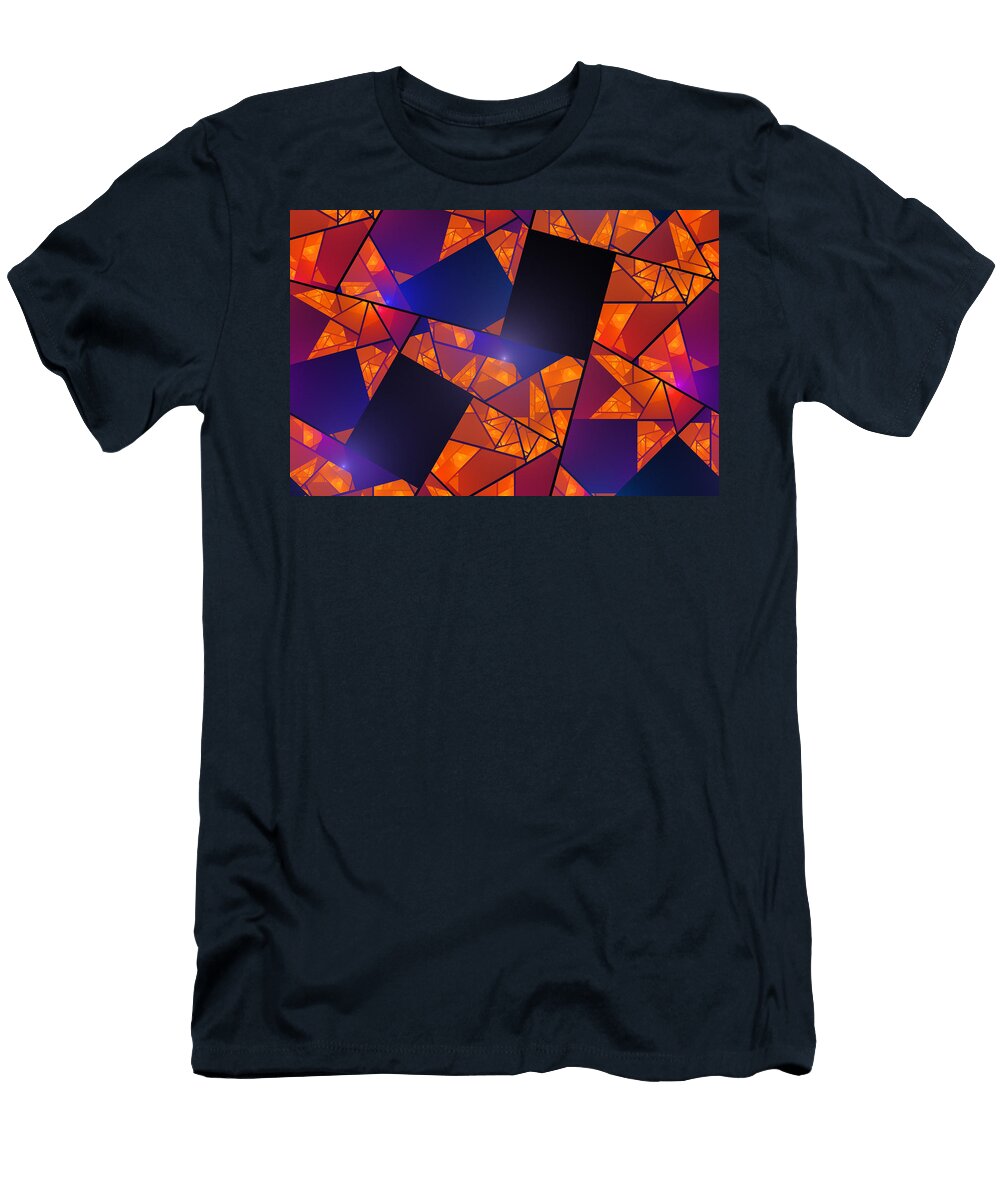Abstract Tiled Orange and Blue Fractal Flame Keith Webber Jr T-Shirt