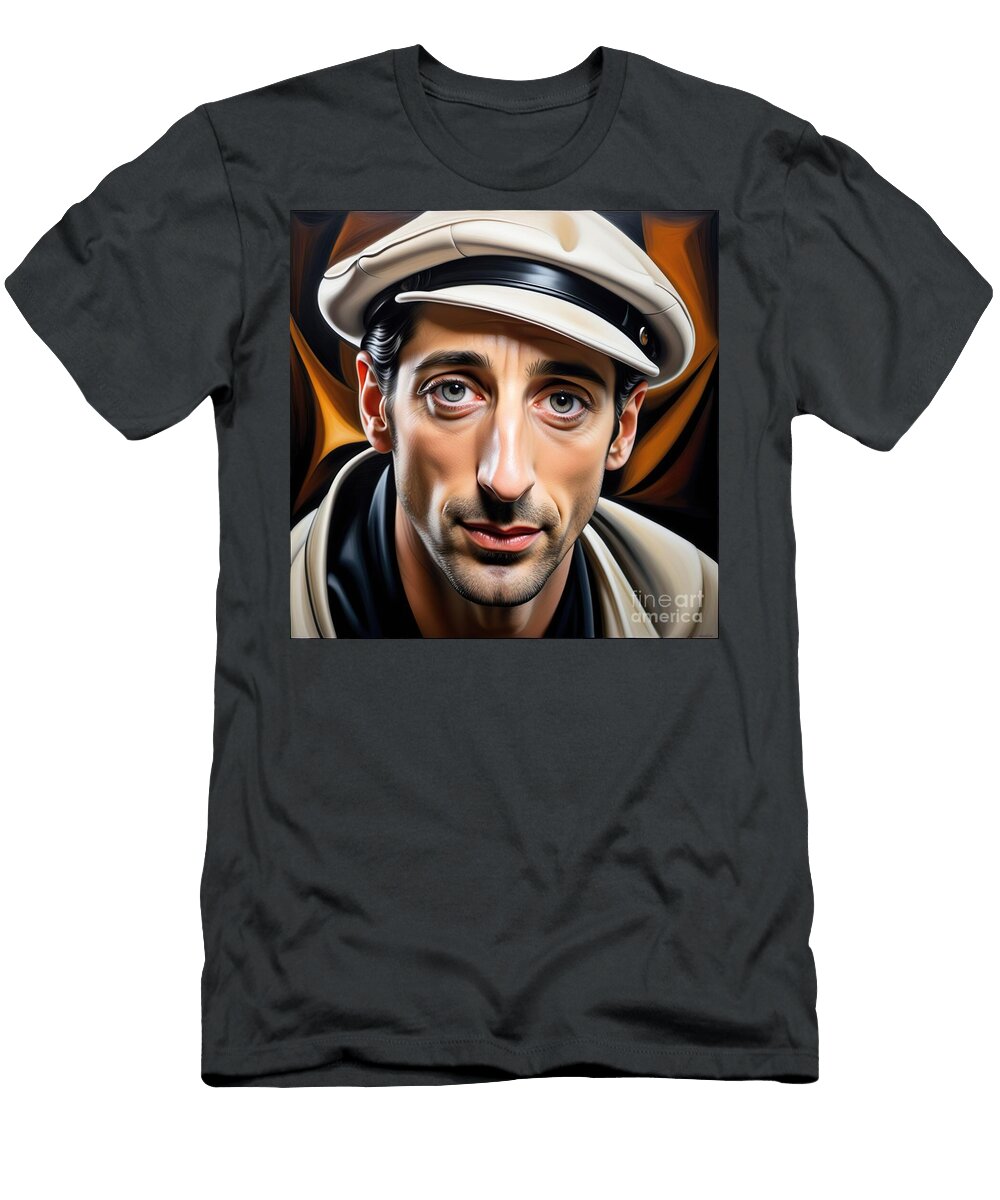 Adrien Brody the Portrait of Intensity and Artistry Retro Movie Posters T-Shirt